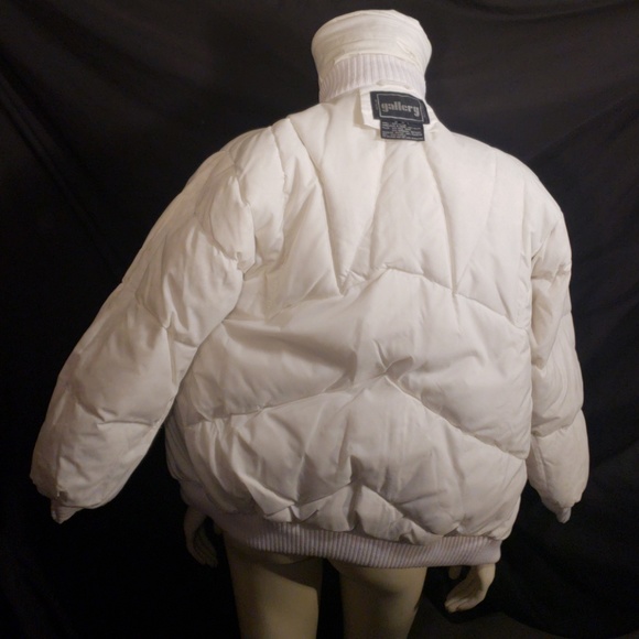 VTG White goose down GALLERY 80's puffer ski jacket w/large pockets & tags nylon - Picture 8 of 8
